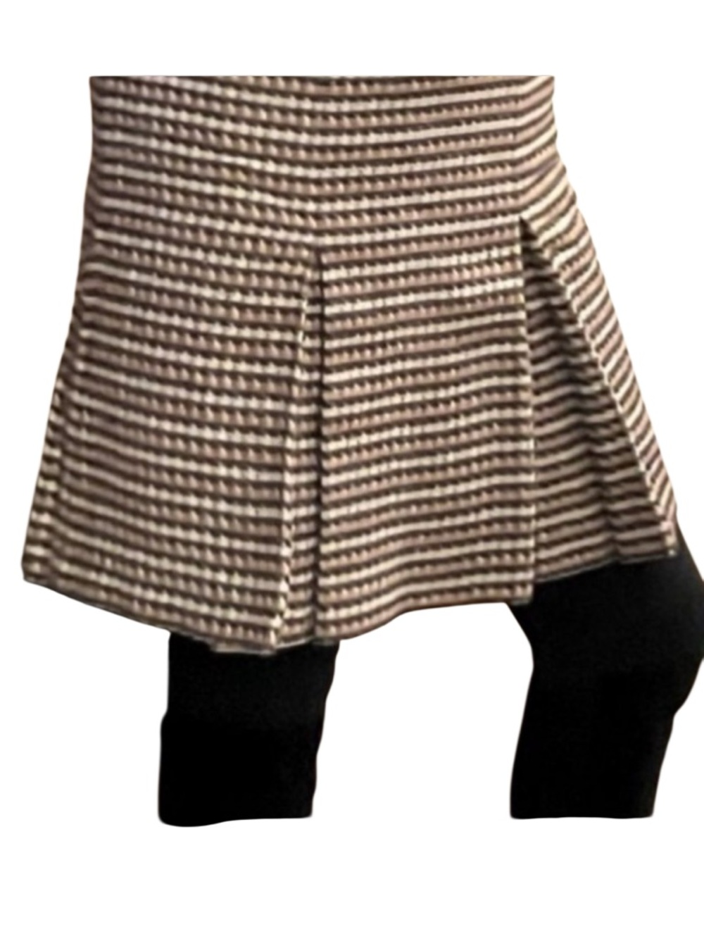 Talbots Wool Blend Academia Pleated Brown Black Plaid Above Knee Mini Skirt 8 P